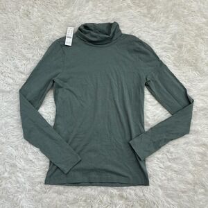 NWT Preppy Minimalist J Crew green long sleeve turtleneck top